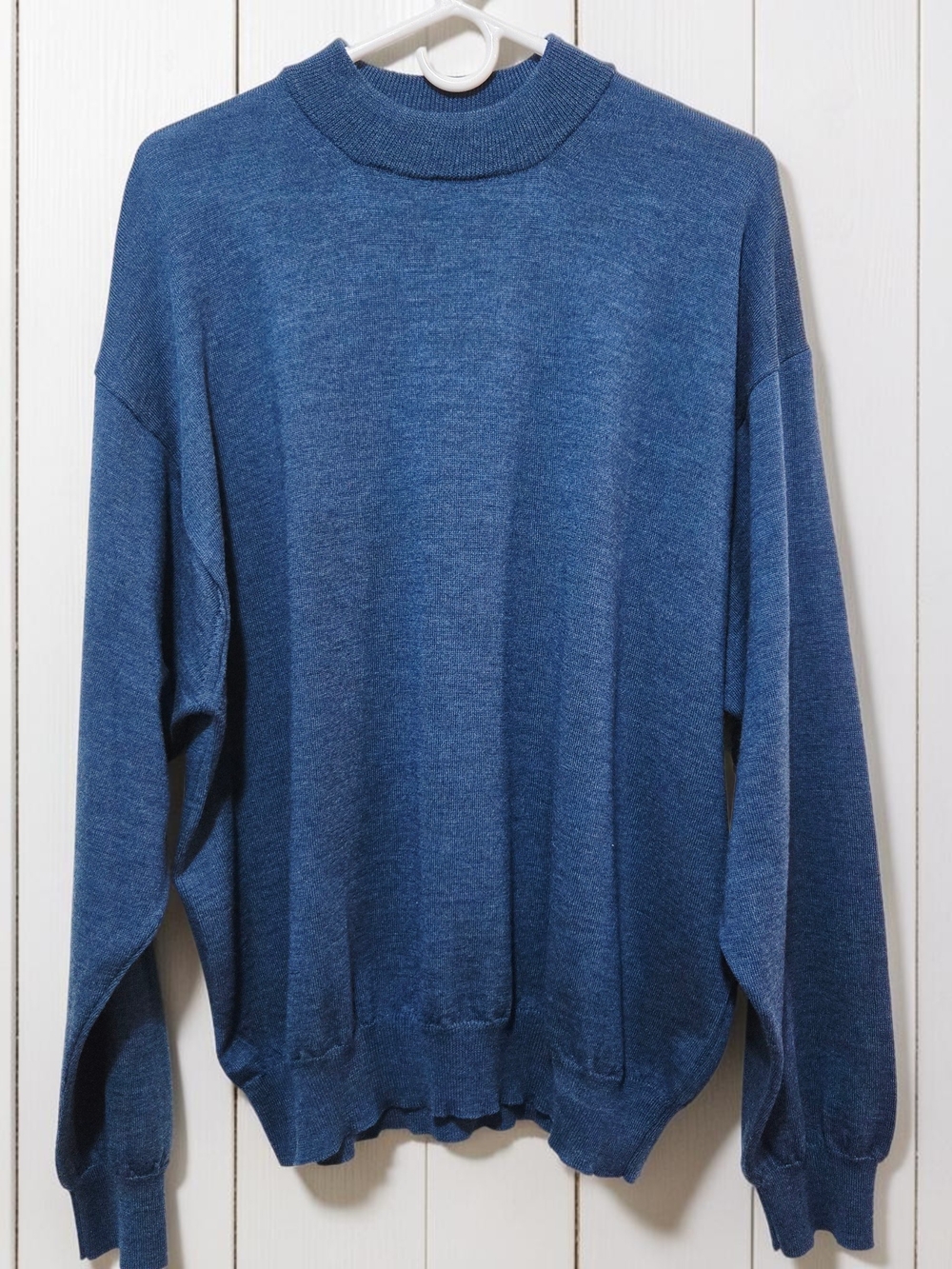 Alfani Merino Wool Mock Neck Sweater XXL Blue Long Sleeve Mens Pullover Knit